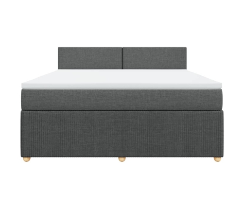 Cama box spring con colchón tela gris oscuro 180x200 cm
