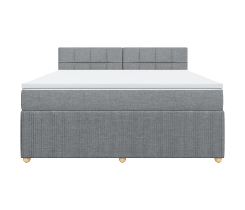 Cama box spring con colchón tela gris claro 180x200 cm