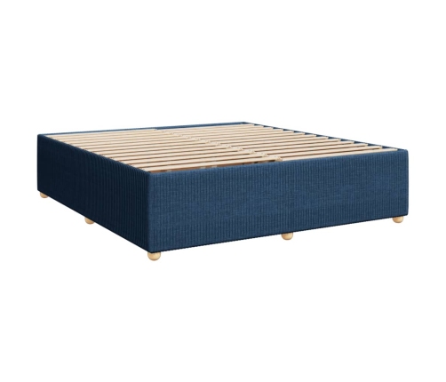 Cama box spring con colchón tela azul 180x200 cm