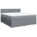 Cama box spring con colchón tela gris claro 180x200 cm