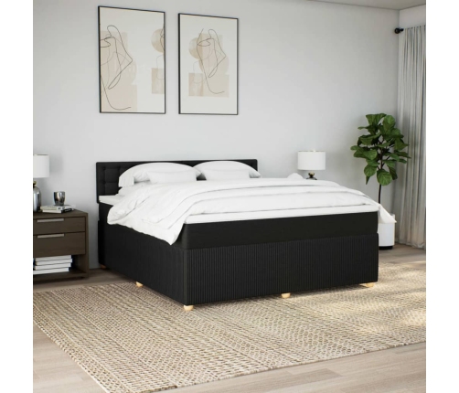 Cama box spring con colchón tela negro 180x200 cm