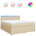 Cama box spring con colchón tela color crema 180x200 cm