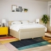 Cama box spring con colchón tela color crema 180x200 cm