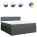 Cama box spring con colchón tela gris oscuro 200x200 cm