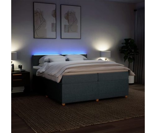 Cama box spring con colchón tela gris oscuro 200x200 cm