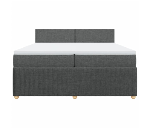 Cama box spring con colchón tela gris oscuro 200x200 cm