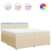 Cama box spring con colchón tela color crema 200x200 cm
