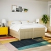 Cama box spring con colchón tela color crema 200x200 cm