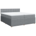 Cama box spring con colchón tela gris claro 200x200 cm