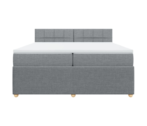 Cama box spring con colchón tela gris claro 200x200 cm