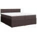 Cama box spring con colchón tela marrón oscuro 200x200 cm