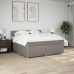 Cama box spring con colchón tela gris taupe 200x200 cm