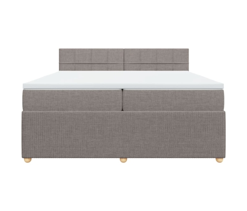 Cama box spring con colchón tela gris taupe 200x200 cm