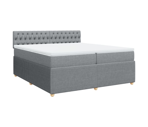 Cama box spring con colchón tela gris claro 200x200 cm