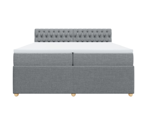 Cama box spring con colchón tela gris claro 200x200 cm