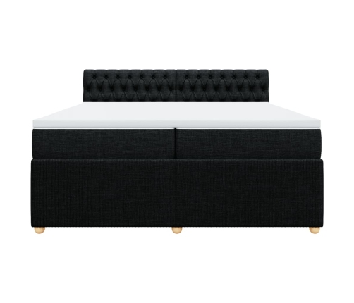 Cama box spring con colchón tela negro 200x200 cm