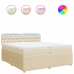 Cama box spring con colchón tela color crema 200x200 cm