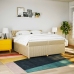 Cama box spring con colchón tela color crema 200x200 cm