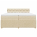 Cama box spring con colchón tela color crema 200x200 cm