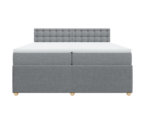 Cama box spring con colchón tela gris claro 200x200 cm