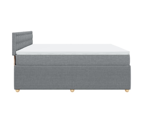 Cama box spring con colchón tela gris claro 200x200 cm