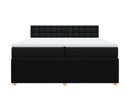 Cama box spring con colchón tela negro 200x200 cm