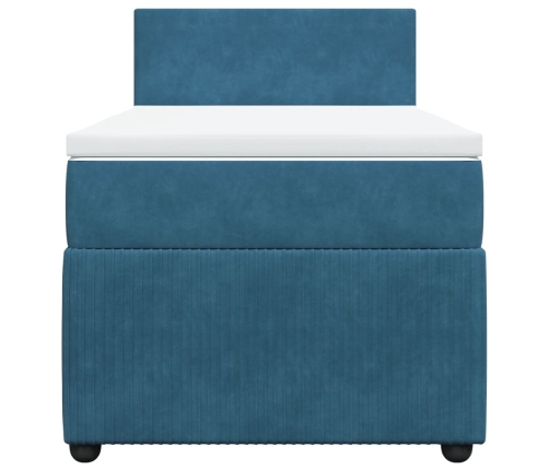 Cama box spring con colchón terciopelo azul oscuro 80x200 cm