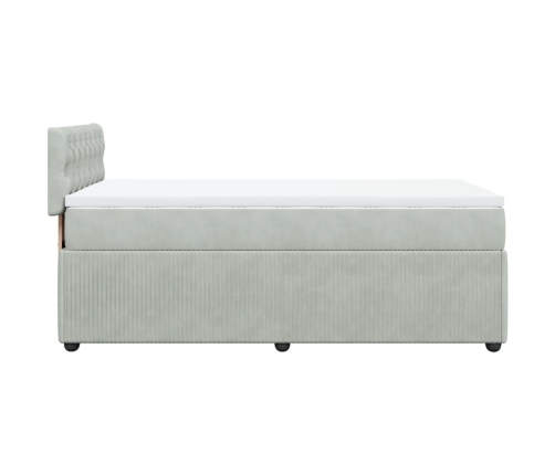 Cama box spring con colchón terciopelo gris claro 80x200 cm