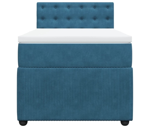 Cama box spring con colchón terciopelo azul oscuro 80x200 cm