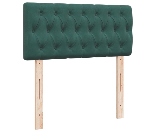 Cama box spring con colchón terciopelo verde oscuro 90x190 cm