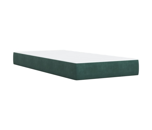 Cama box spring con colchón terciopelo verde oscuro 90x190 cm