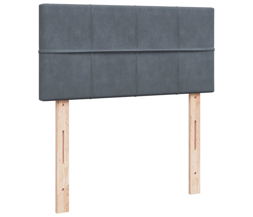 Cama box spring con colchón terciopelo gris oscuro 90x190 cm