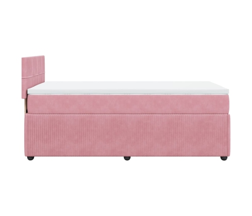 Cama box spring con colchón terciopelo rosa 90x190 cm