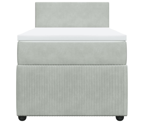 Cama box spring con colchón terciopelo gris claro 90x190 cm
