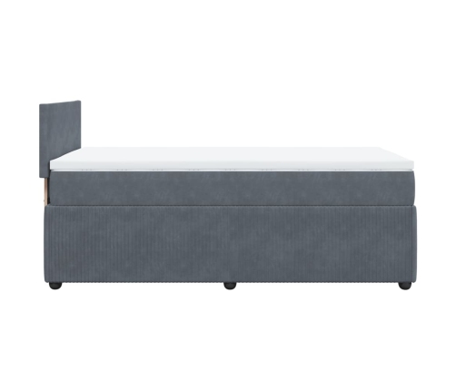 Cama box spring con colchón terciopelo gris oscuro 90x200 cm