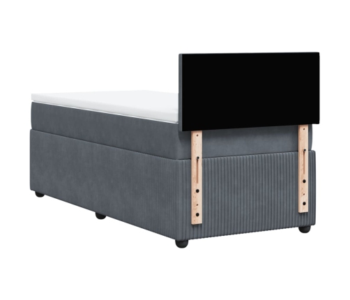 Cama box spring con colchón terciopelo gris oscuro 90x200 cm