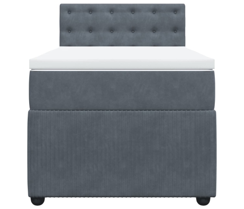 Cama box spring con colchón terciopelo gris oscuro 90x200 cm