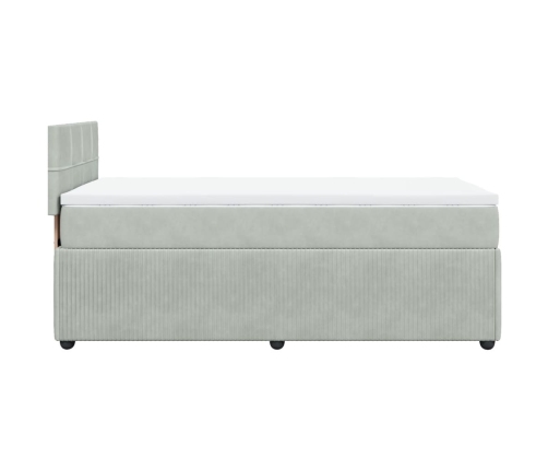 Cama box spring con colchón terciopelo gris claro 90x190 cm