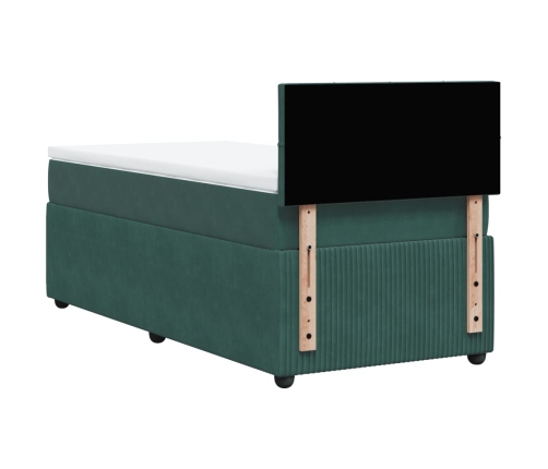 Cama box spring con colchón terciopelo verde oscuro 90x200 cm