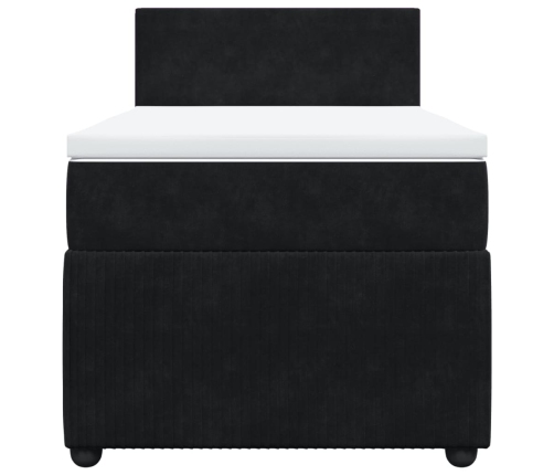 Cama box spring con colchón terciopelo negro 100x200 cm