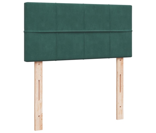 Cama box spring con colchón terciopelo verde oscuro 100x200 cm