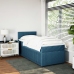 Cama box spring con colchón terciopelo azul 100x200 cm