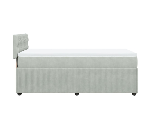 Cama box spring con colchón terciopelo gris claro 100x200 cm