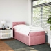 Cama box spring con colchón terciopelo rosa 100x200 cm