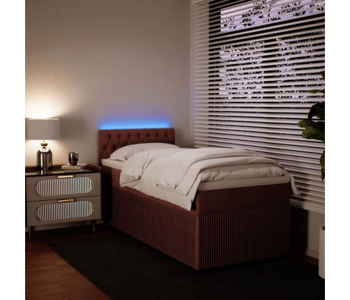 Cama box spring con colchón terciopelo rosa 100x200 cm
