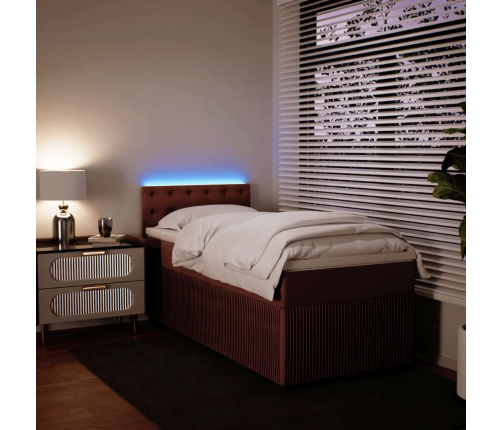 Cama box spring con colchón terciopelo rosa 100x200 cm