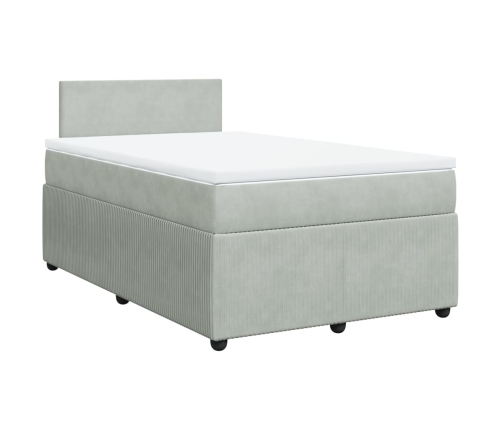 Cama box spring con colchón terciopelo gris claro 120x190 cm