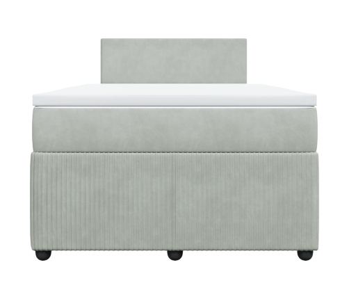 Cama box spring con colchón terciopelo gris claro 120x190 cm