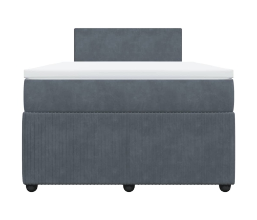 Cama box spring con colchón terciopelo gris oscuro 120x190 cm