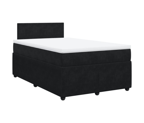 Cama box spring con colchón terciopelo negro 120x190 cm